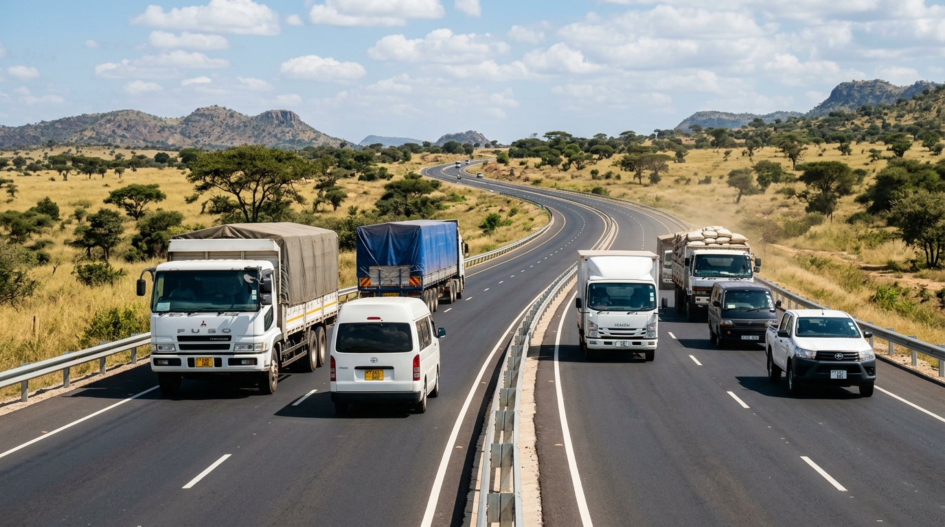Tanzanian commercial fleet vehicles without brand logos